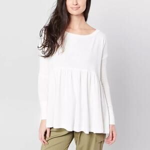 Free People Forever Your Girl White Long Sleeve Babydoll Top Size XS